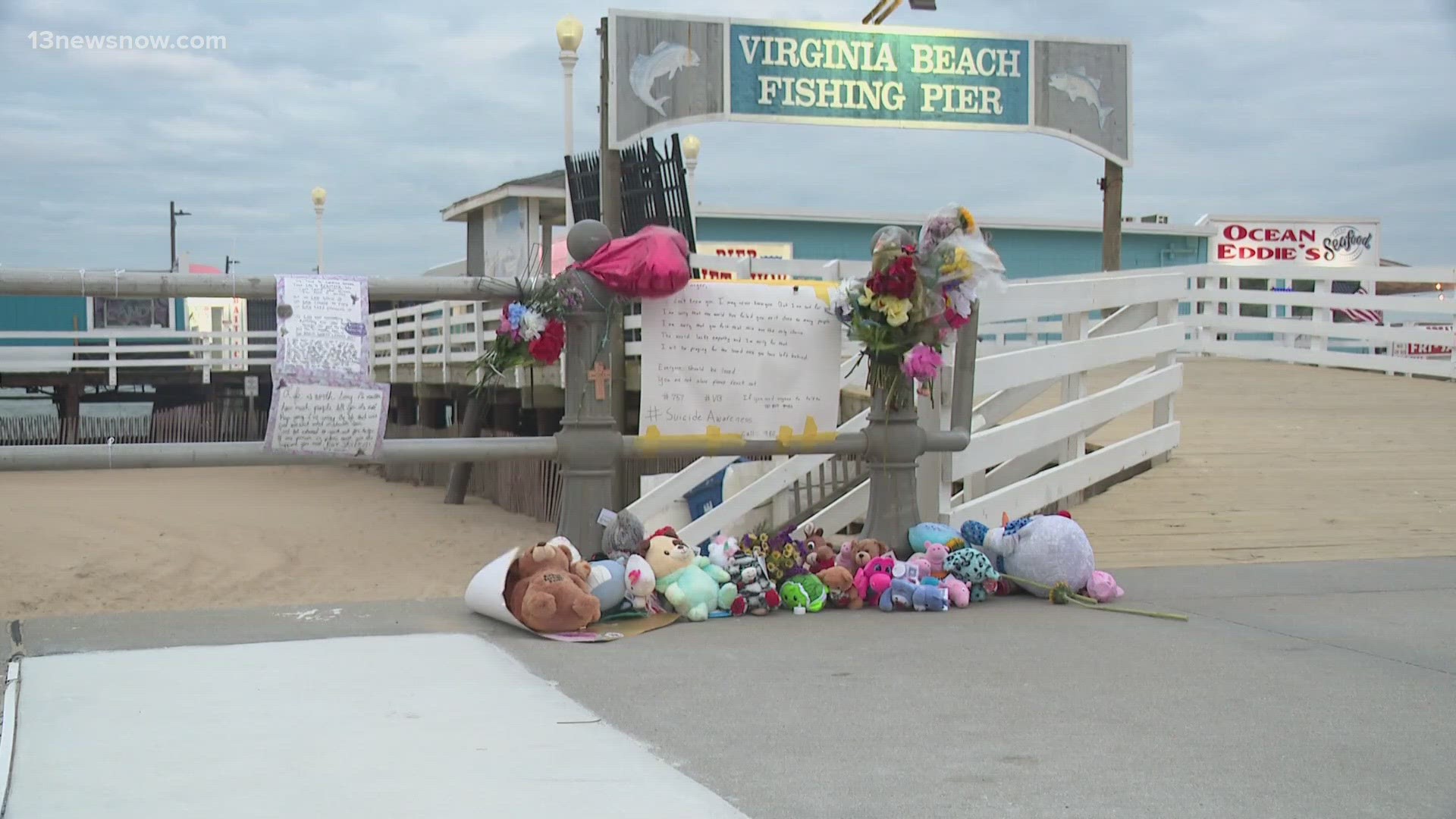 While the identity of the man found inside is still unknown, people stopped to pay their respects at a growing memorial near the pier.