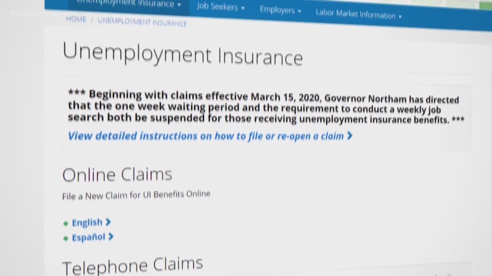 Virginians report problems receiving unemployment benefits