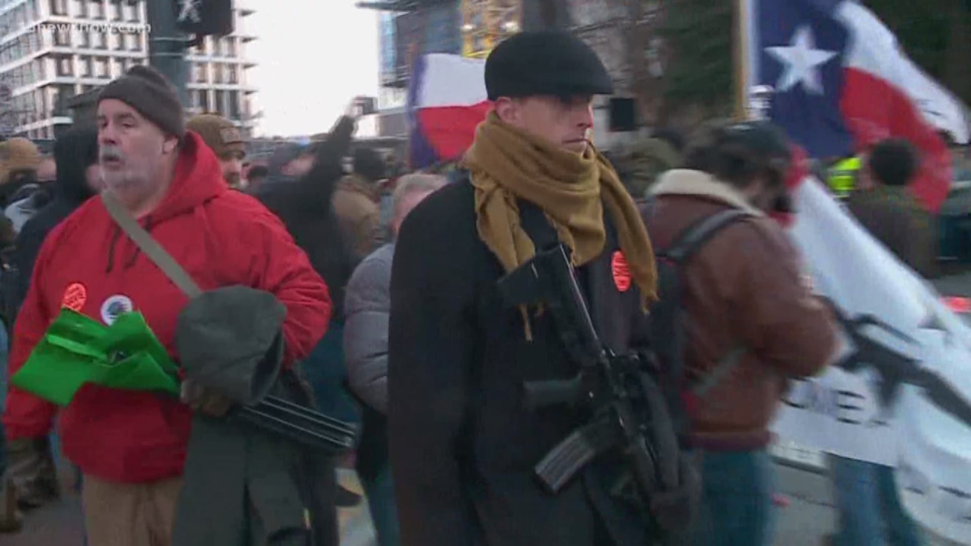 13News Now Madeline Schmitt was outside Capitol Square where thousands rallied and chanted carrying different weapons to protest against gun-control measures.