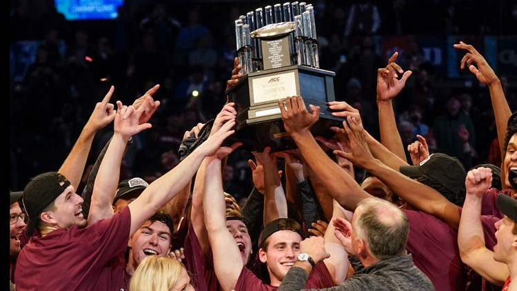 Hokies celebrate their first ever ACC Tournament title