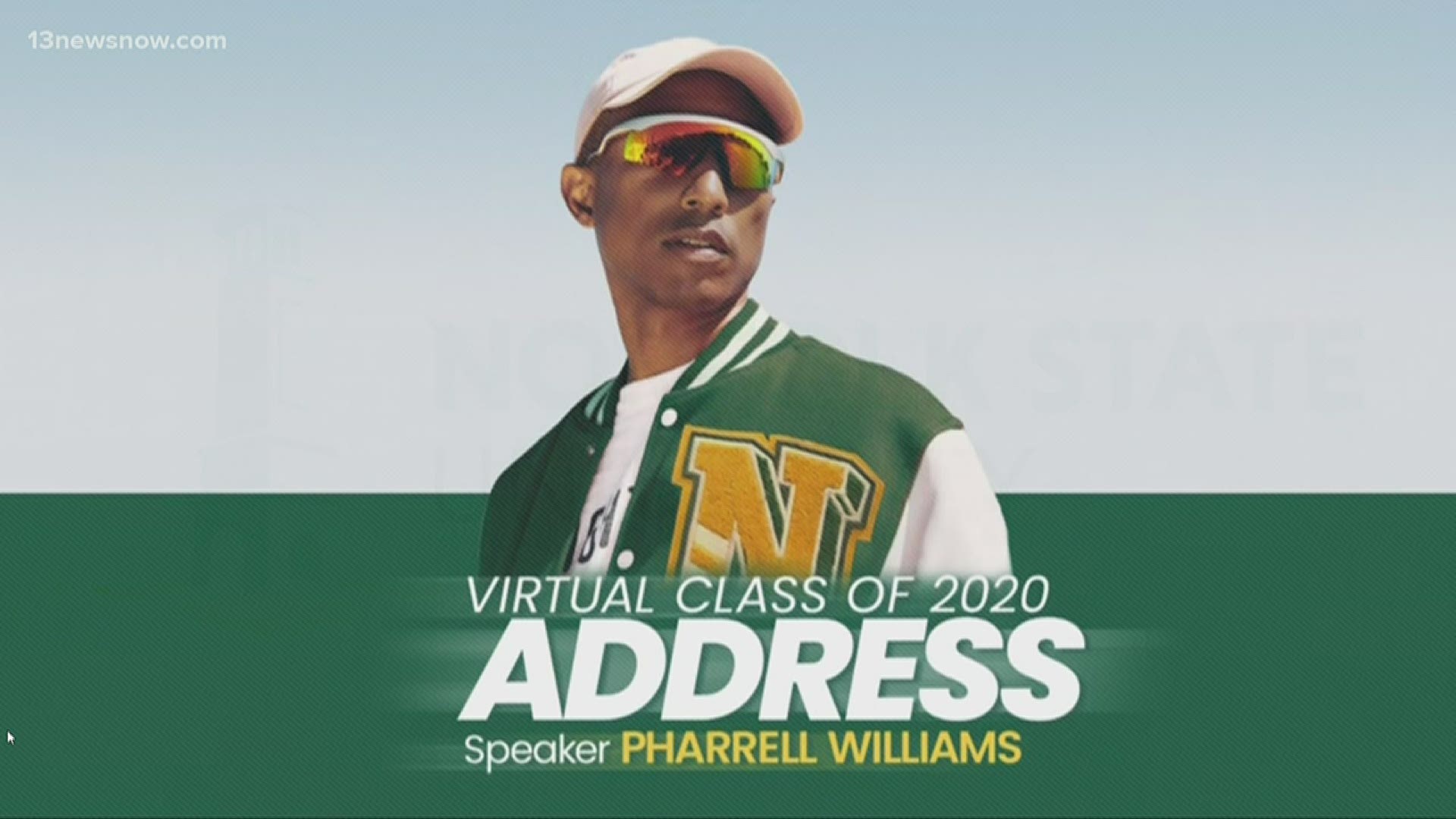 Virginia Beach-native Pharrell Williams made a surprise virtual commencement address to NSU graduates.