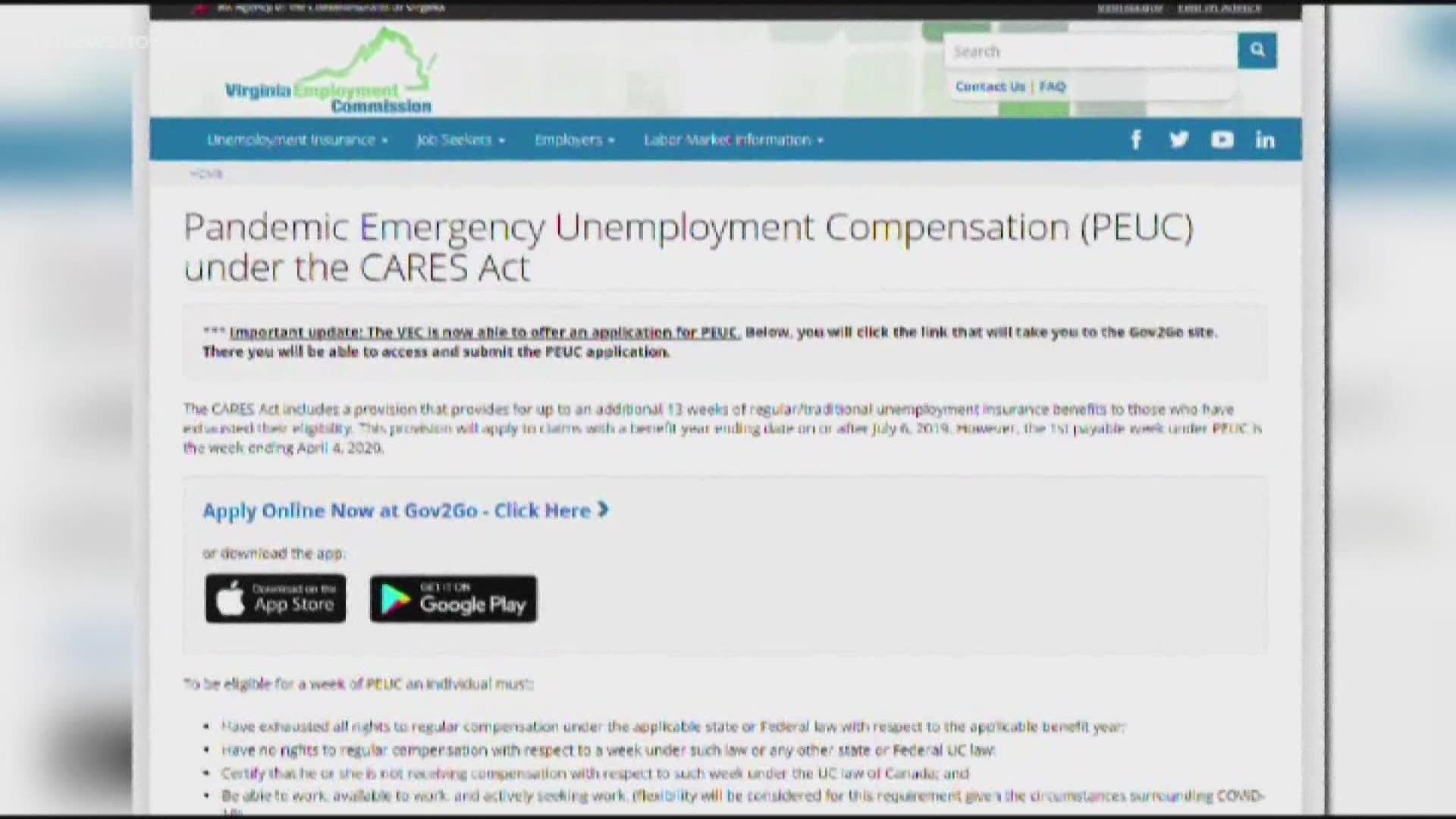 The Pandemic Emergency Unemployment Compensation program is being extended. The VEC will put up new applications starting Feb. 9.