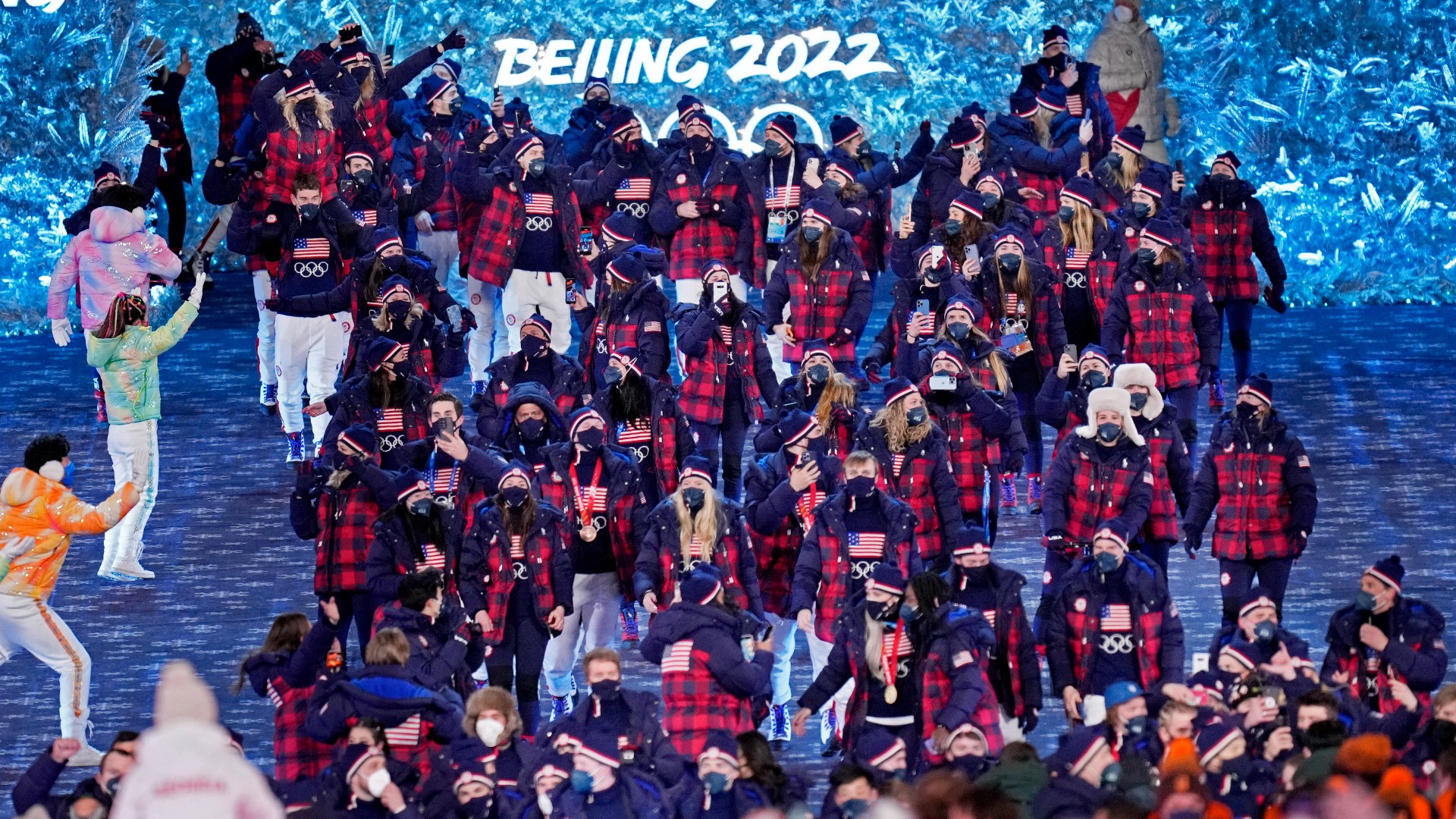 Team USA enters the Arena for the Closing Ceremony on Sunday. They finished the Games with 25 total medals.